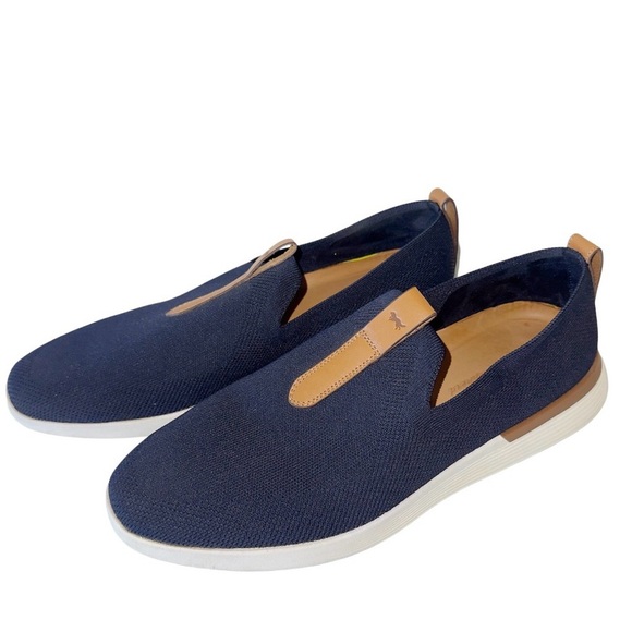 Wolf & Shepard Swift Knit Loafer Navy Sz 13 Slip-On Tan Leather Comfort Preppy main image 12